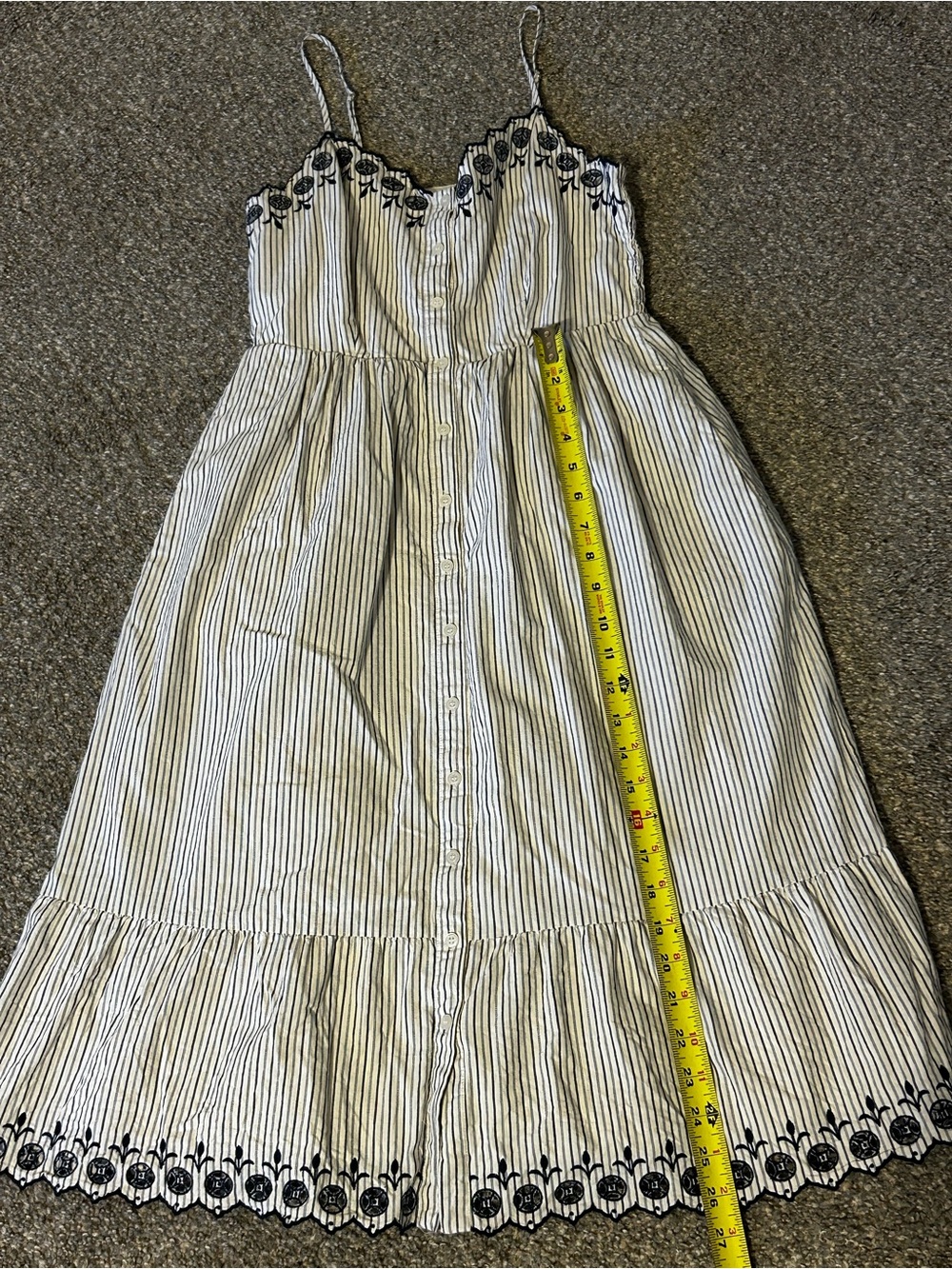 Madewell Striped Embroidered Midi Dress Women’s 00 Button Front Boho Cottagecore - Picture 8 of 8